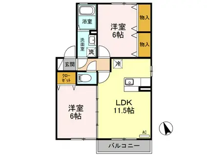 イルソーレ(2LDK/2階)の間取り写真