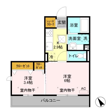 ファイン ビュー(2K/1階)の間取り写真