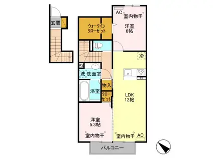 ソレイユ(2LDK/2階)の間取り写真
