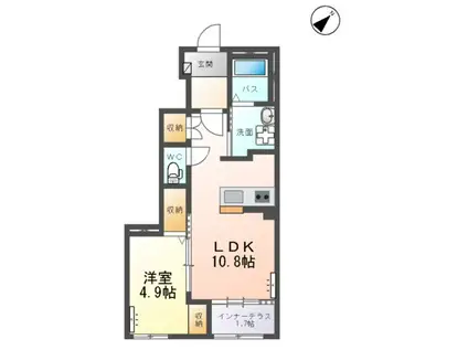 千駄塚アパート(1LDK/1階)の間取り写真
