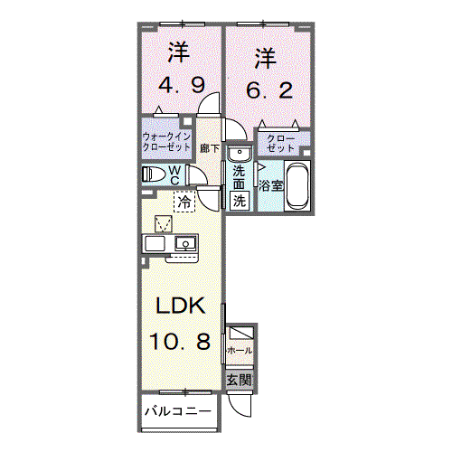 ベル ソーレ メゾン(2LDK/1階)の間取り写真