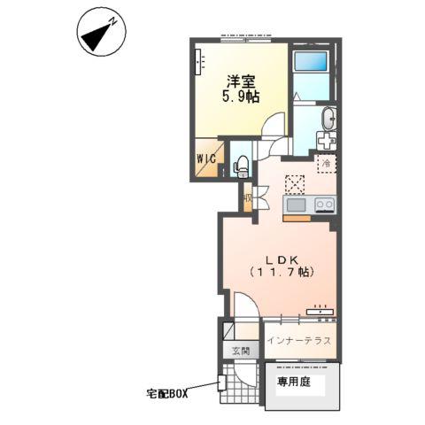 間々田アパート(1LDK/1階)の間取り写真