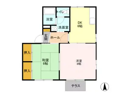 サンハイツS A(2DK/1階)の間取り写真