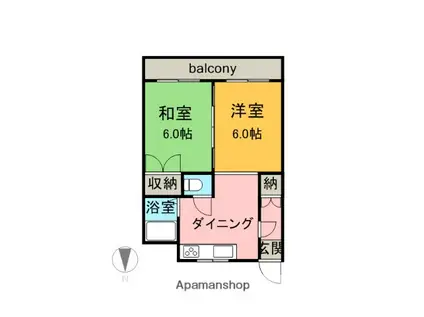 睦ハイツ(1LDK/4階)の間取り写真