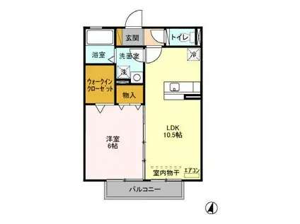 ボナール B(1LDK/2階)の間取り写真