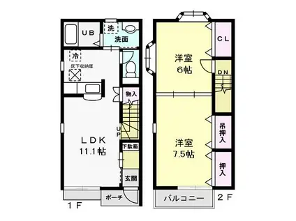 アーバンステージ II(2LDK/2階)の間取り写真