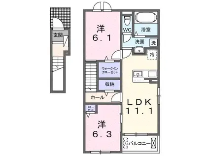 フラン メゾン ソレイユ(2LDK/2階)の間取り写真