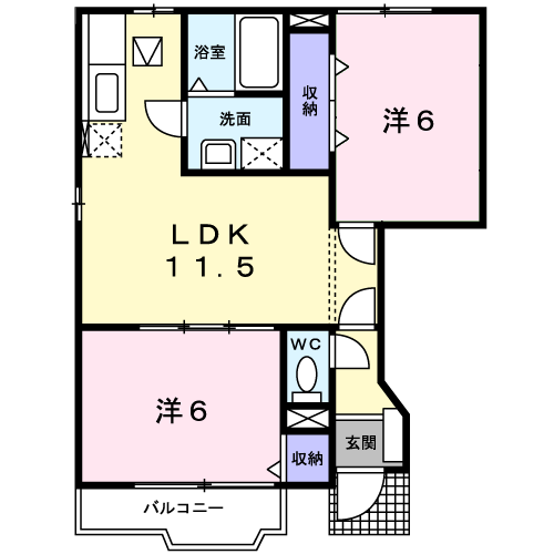 ピュアハウスⅡ(2LDK/1階)の間取り写真