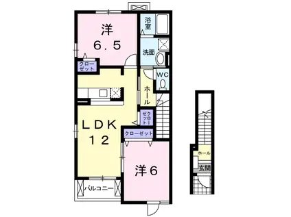 サンライト若松Ⅱ(2LDK/2階)の間取り写真