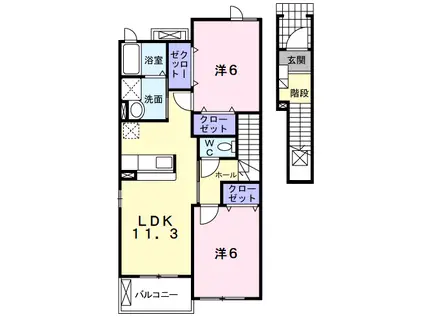 ソレイユ・ルヴァン(2LDK/2階)の間取り写真