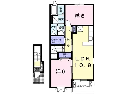 ノバガーデンⅢ(2LDK/2階)の間取り写真