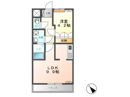 アリュール(1LDK/2階)の間取り写真