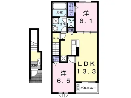 アンジュメゾン Ⅲ(2LDK/2階)の間取り写真