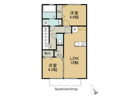 チェリーウェル(2LDK/2階)の間取り写真