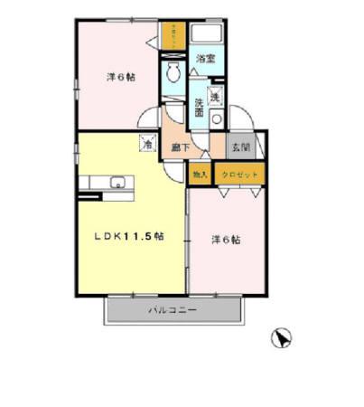 アプローズスクエアABCD(2LDK/2階)の間取り写真