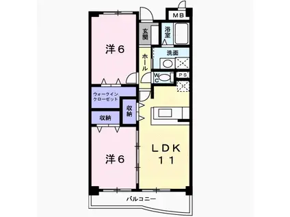 ラ・コモード(2LDK/1階)の間取り写真