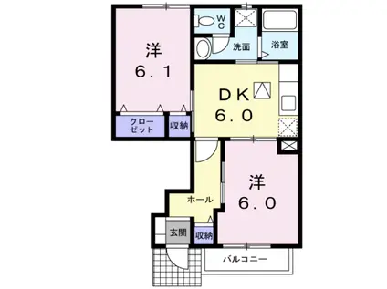パストラーレサクラ(2DK/1階)の間取り写真