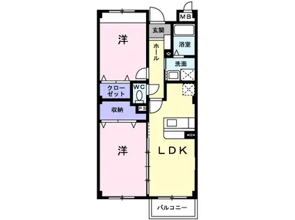 プロスペリティ・参番館(2LDK/2階)の間取り写真