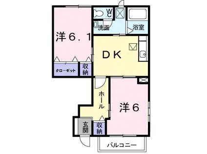 レジデンスさくら台A(2DK/1階)の間取り写真