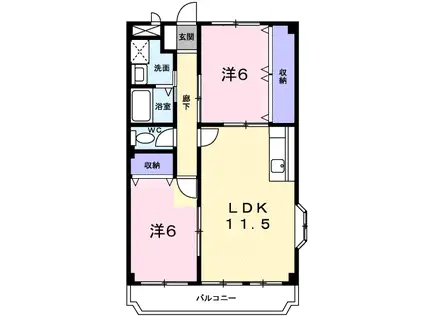 パームキャッスル(2LDK/1階)の間取り写真