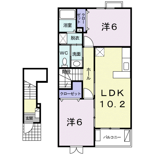 オークヴィレッジ1(2LDK/2階)の間取り写真