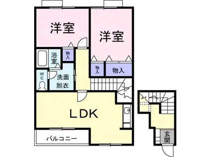 ベルソレイユ(2LDK/2階)の間取り写真
