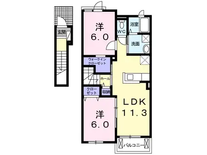 アプローズ(2LDK/2階)の間取り写真