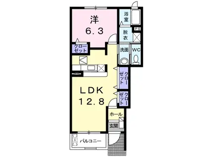 トムトック2(1LDK/1階)の間取り写真