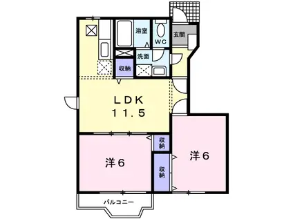 霞台ハイツA(2LDK/1階)の間取り写真