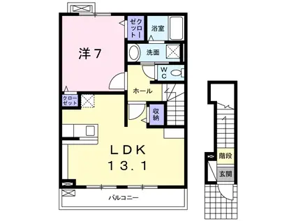 ハウオリ(1LDK/2階)の間取り写真