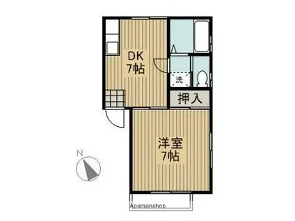 ファウンテンバレー(1DK/1階)の間取り写真