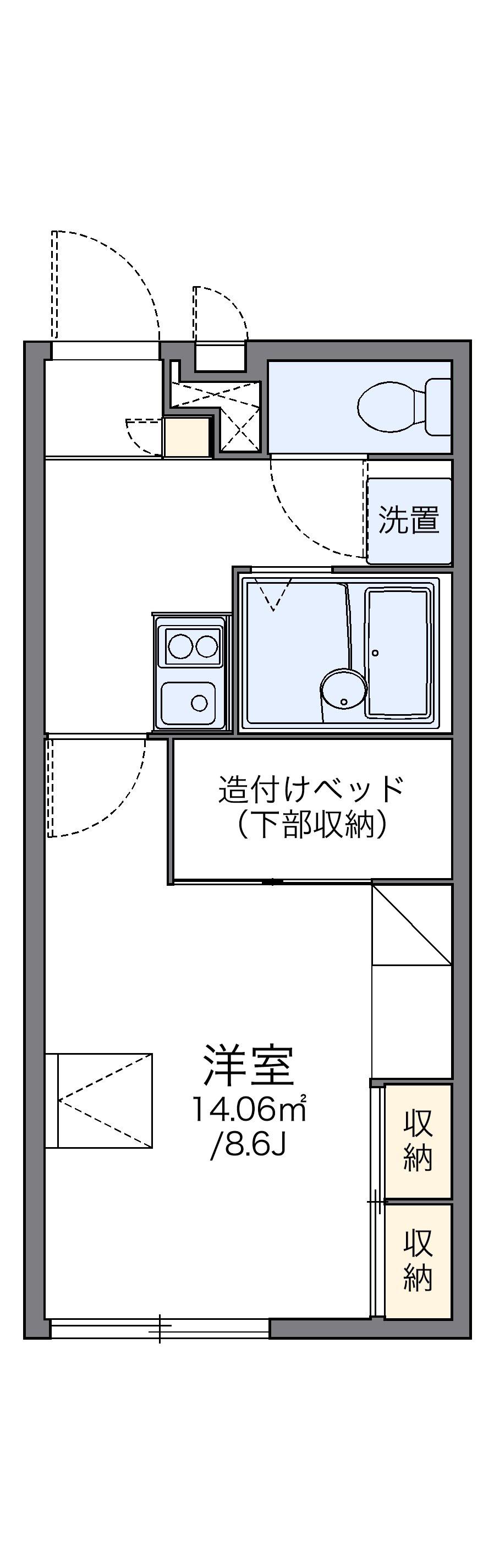 レオパレスルミエール(1K/1階)の間取り写真