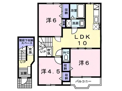 霞台ハイツB(3LDK/2階)の間取り写真
