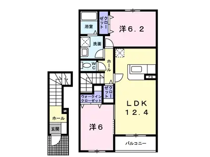 ミルフィーユ壱番館(2LDK/2階)の間取り写真