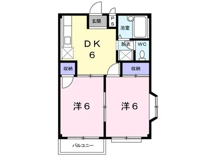 カマラードつくばA(2DK/1階)の間取り写真