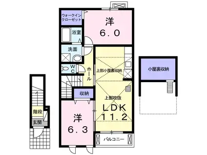 サンリット デーア B(2LDK/2階)の間取り写真