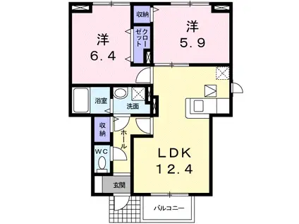 グレイスフル・B(2LDK/1階)の間取り写真
