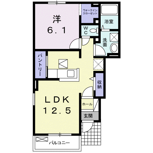 ミッテ・クラールⅡ(1LDK/1階)の間取り写真