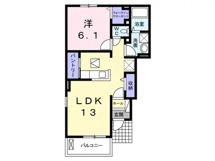 グランディール アイ(1LDK/1階)の間取り写真