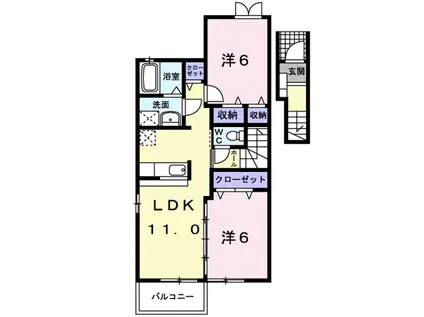 ヴィラ グラッツィア Ⅲ(2LDK/2階)の間取り写真