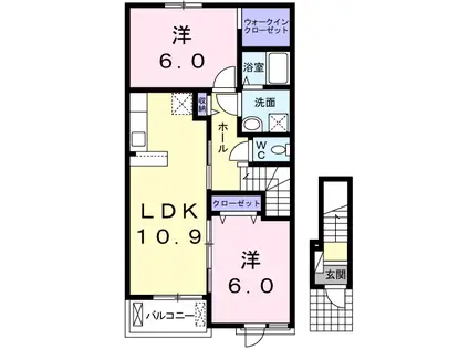 ノースフロンティアC(2LDK/2階)の間取り写真