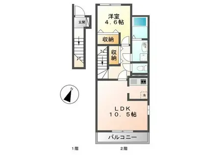 ラフォーレ千草(1LDK/2階)の間取り写真