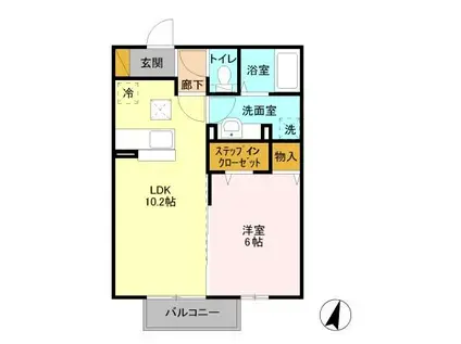 リヴェール(1LDK/1階)の間取り写真