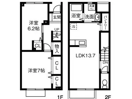 FOUR LEAF CLOVER(2LDK)の間取り写真