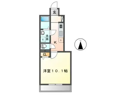 スターテラス七福(1K/1階)の間取り写真