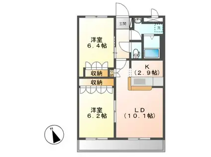 ソレイユ シャトー(2LDK/3階)の間取り写真