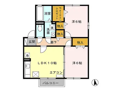 グランドソレイユ A・B(2LDK/1階)の間取り写真