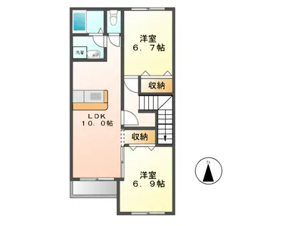 エレガンス ククナ(2LDK/2階)の間取り写真