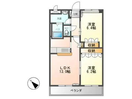 PEACEFUL FOREST(2LDK/2階)の間取り写真