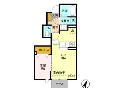 シティパル流星台(1LDK/1階)の間取り写真
